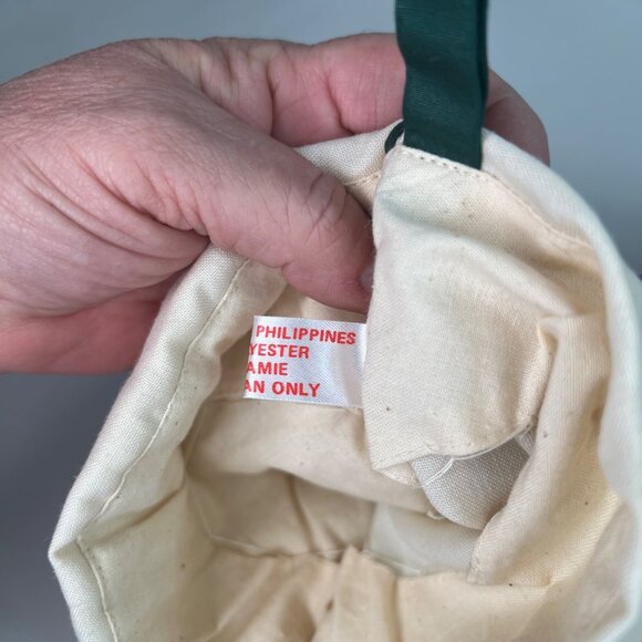 VTG Christmas Stocking Embroidered Merry Christmas Fruit Tree Design Green Trim - Picture 8 of 9